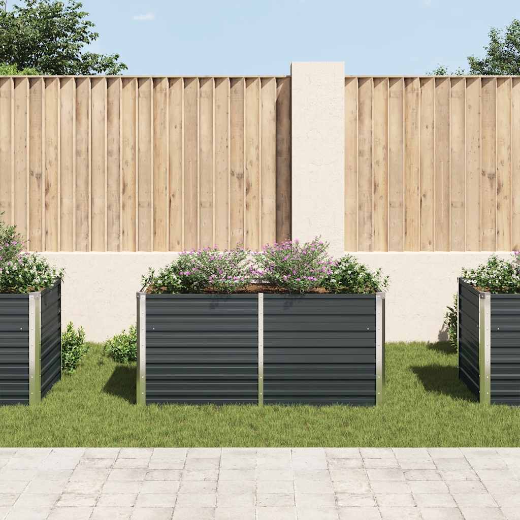 Повдигната леха, антрацит, 160x80x77 см, поцинкована стомана - VL45722 - Thumbnail 3