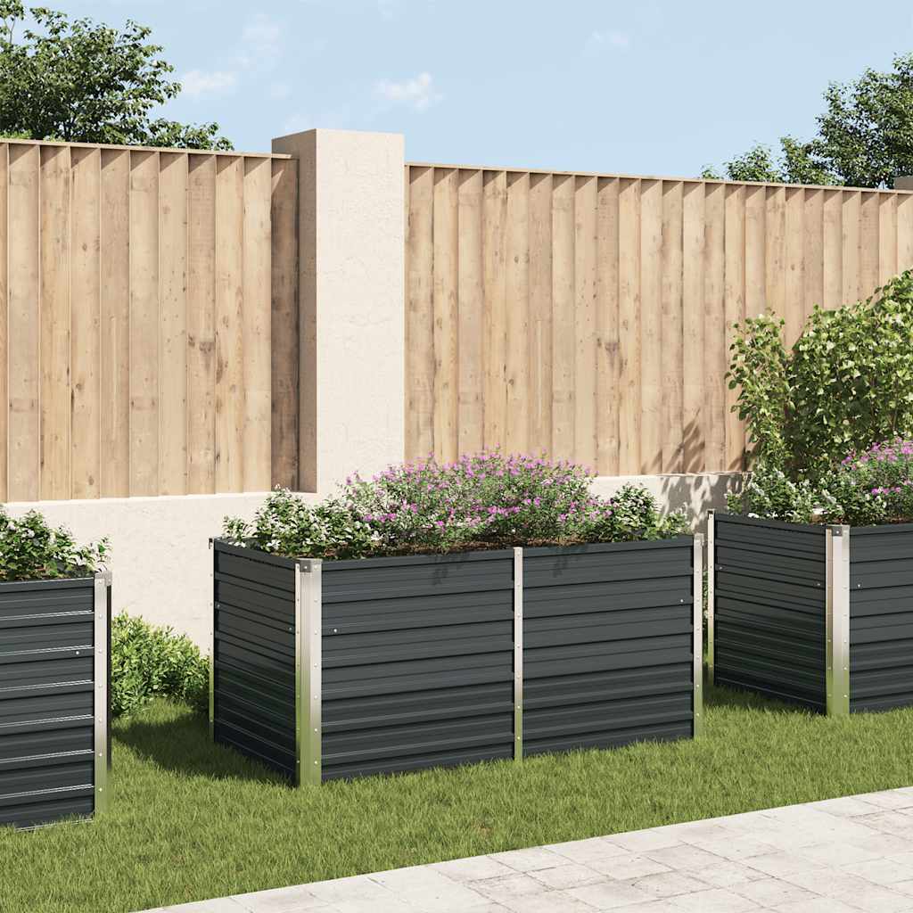 Повдигната леха, антрацит, 160x80x77 см, поцинкована стомана - VL45722