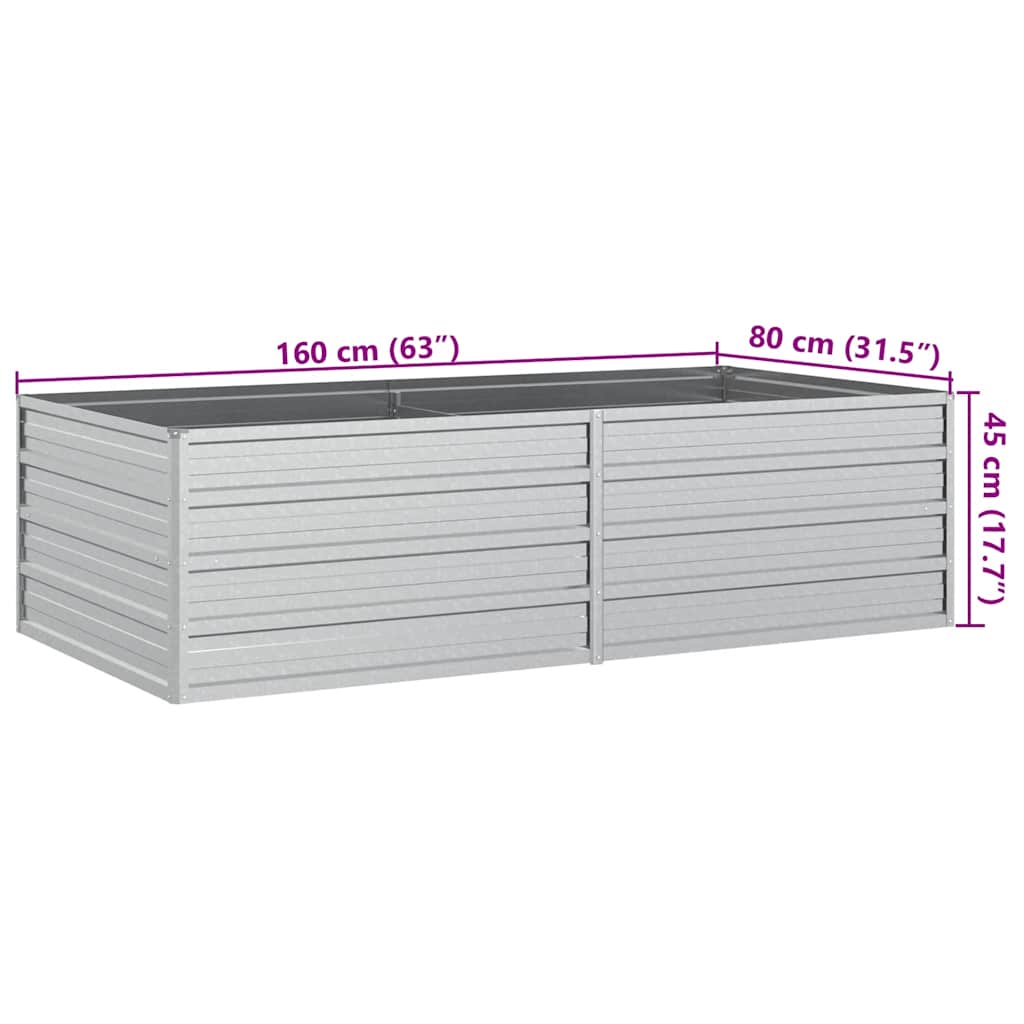 Повдигната градинска леха, 160x80x45 см, стомана, сребриста - VL316884 - Thumbnail 7