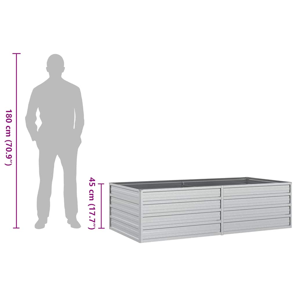 Повдигната градинска леха, 160x80x45 см, стомана, сребриста - VL316884 - Thumbnail 8