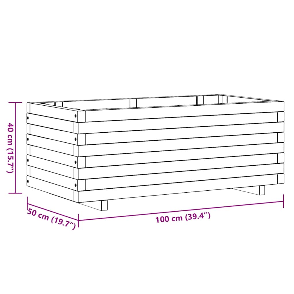 Повдигната леха, 100x50x40 см, дървена, правоъгълна - VL41660 - Thumbnail 10