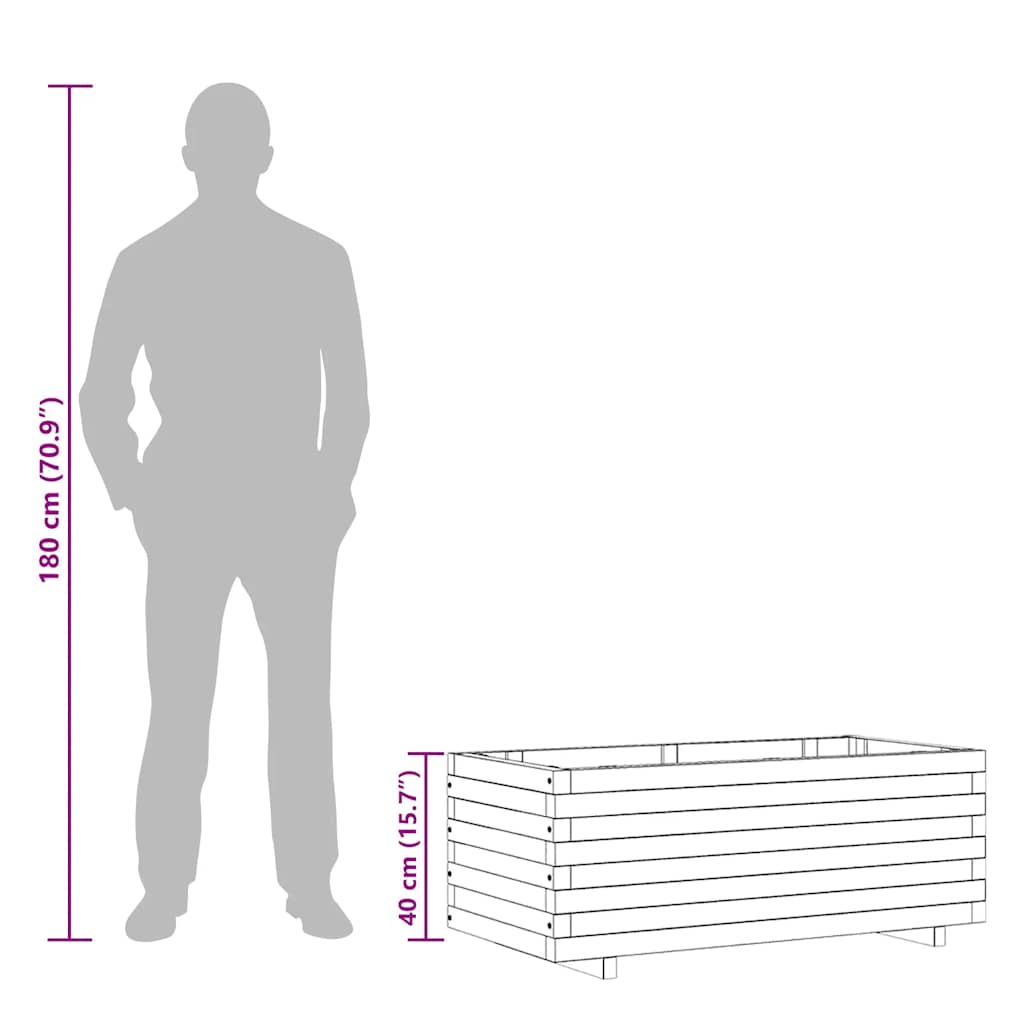 Повдигната леха, 100x50x40 см, дървена, правоъгълна - VL41660 - Thumbnail 11