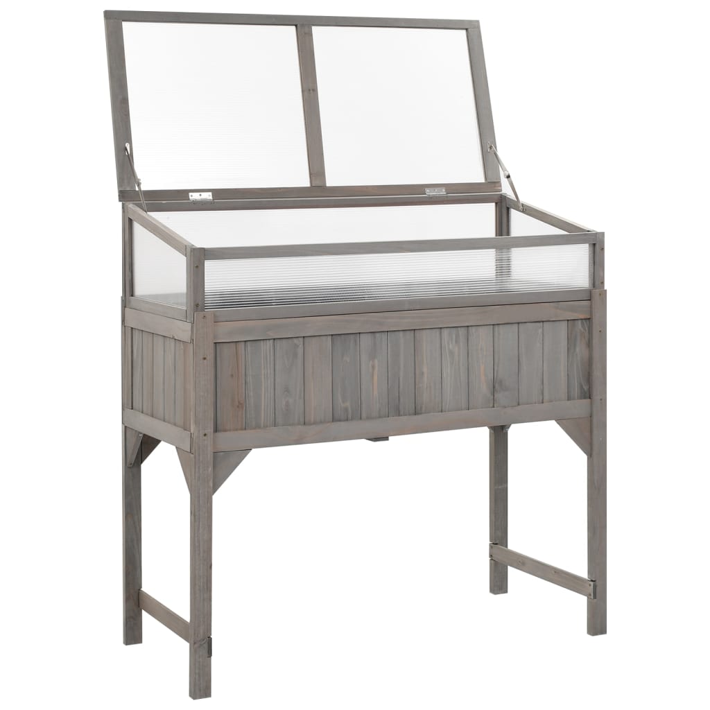 Повдигната леха с оранжерия, 110x54x120 см, ела масив - VL316472 - Thumbnail 2