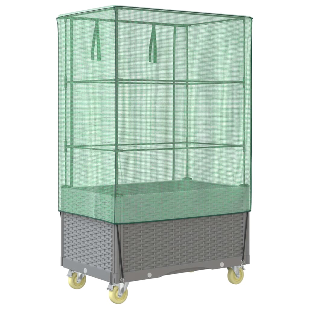 Повдигнато легло с капак и колела, ратанова визия, 80x50x182 см - VL4015864 - Image 6