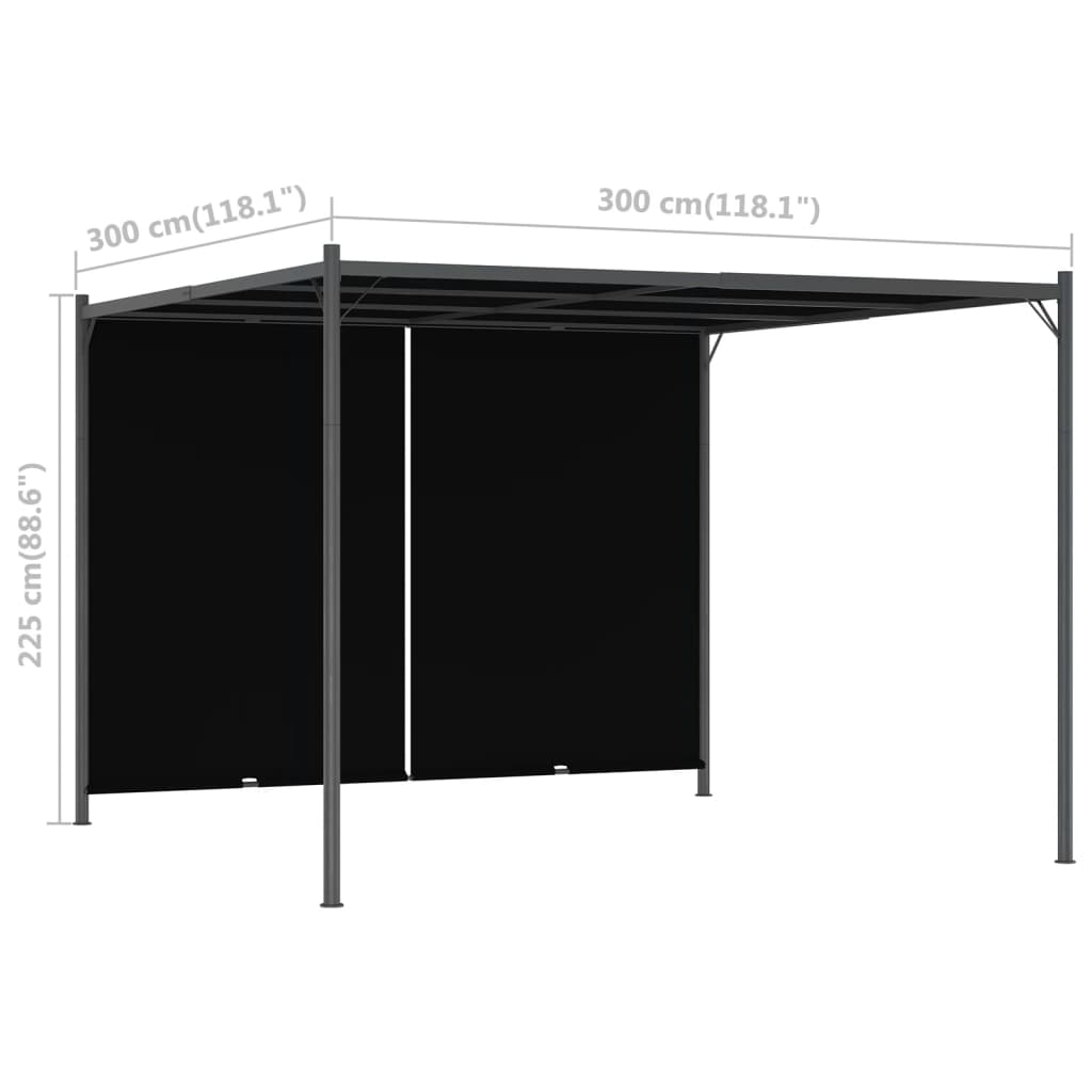 Градинска пергола с прибиращ се покрив, 3x3 м, антрацит - VL49324 - Thumbnail 7