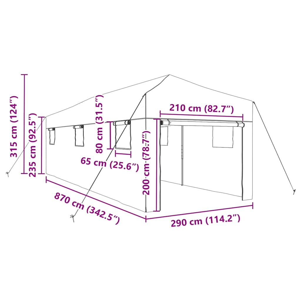 Оранжерия с поп-ъп рамка Зелен 290 x 870 x 315 см Желязо - Thumbnail 11