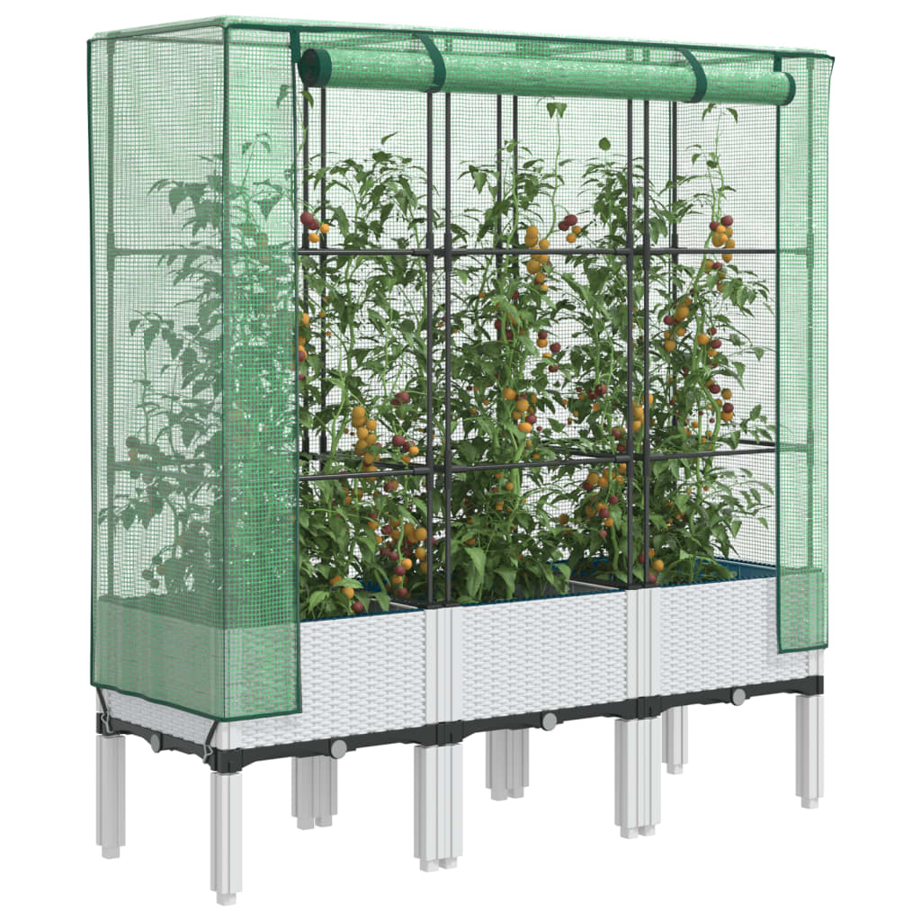 Повдигнато легло с оранжерия калъф, ратанов вид, 120x40x140 см - VL4015848