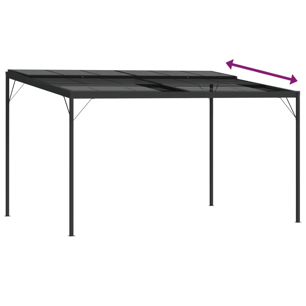 Беседка с покрив, антрацит, 4x3x2,5 м, алуминий и стомана - VL48605 - Thumbnail 7