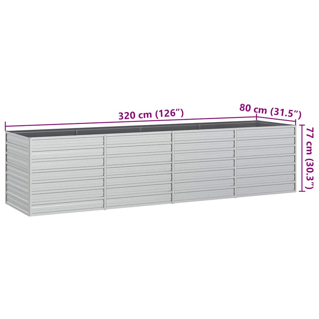 Повдигната градинска леха, 320x80x77 см, стомана, сребриста - VL316890 - Thumbnail 7