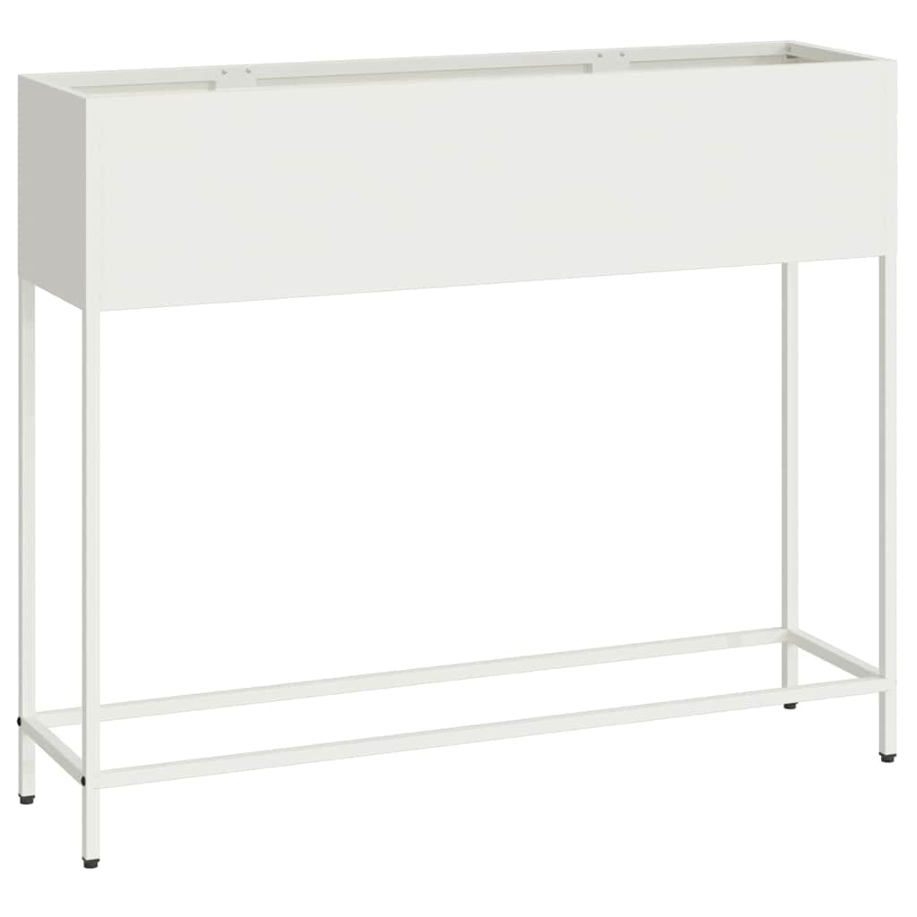 Повдигната градинска саксия Бяло 100 x 26 x 82 см Стомана - VL865877 - Image 2