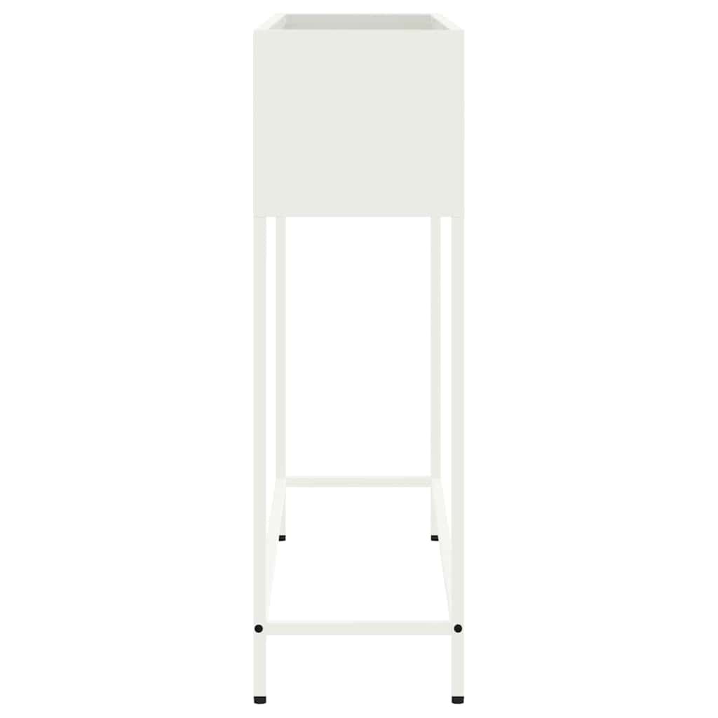 Повдигната градинска саксия Бяло 100 x 26 x 82 см Стомана - VL865877 - Image 4