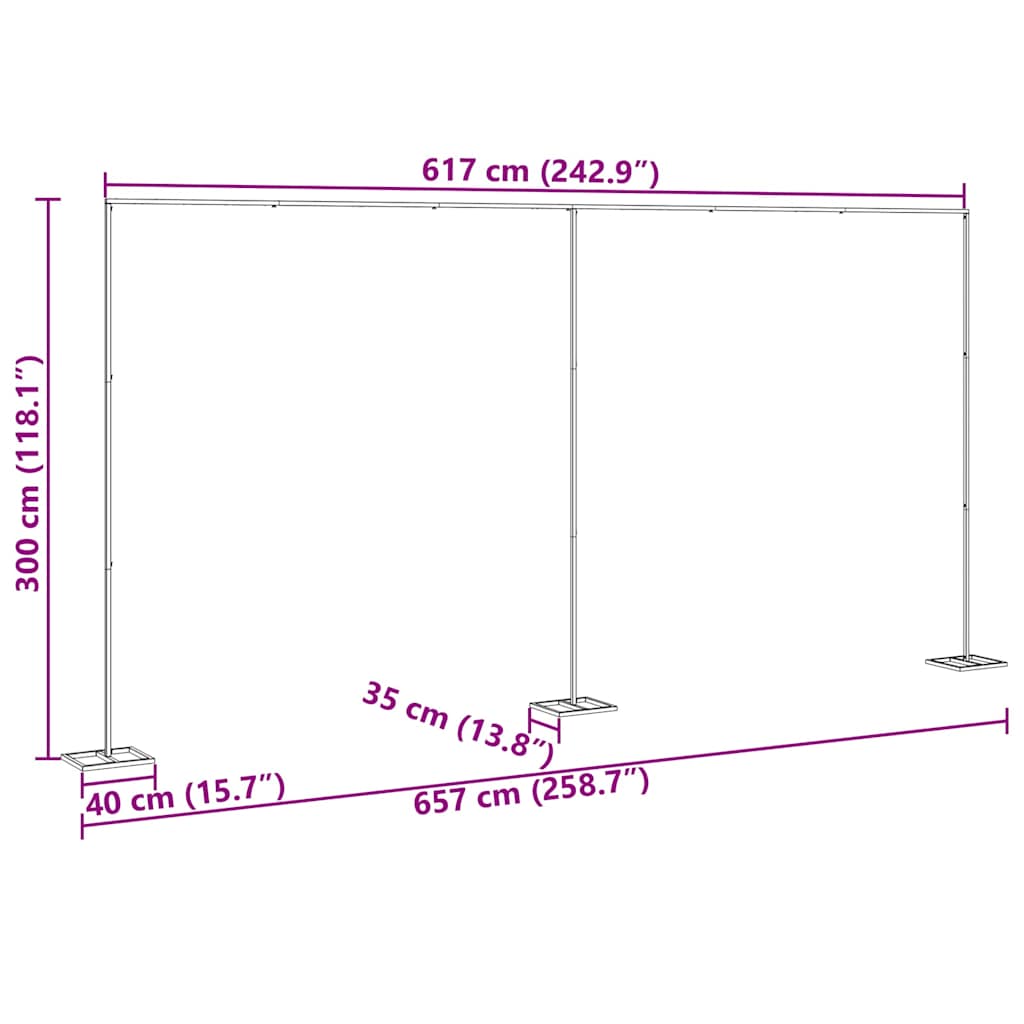Сватбена арка Златист 657 x 35 x 300 см Стомана - Thumbnail 9