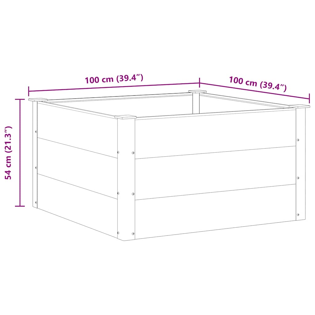 Градинска повдигната леха, WPC, 100x100x54 см, сива - VL43605 - Thumbnail 8