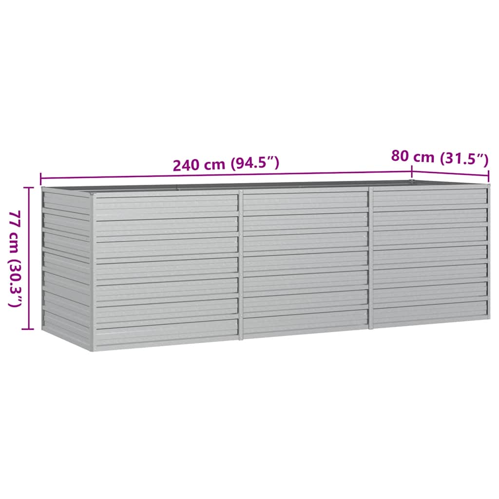 Повдигната градинска леха, 240x80x77 см, стомана, сребриста - VL316886 - Thumbnail 7