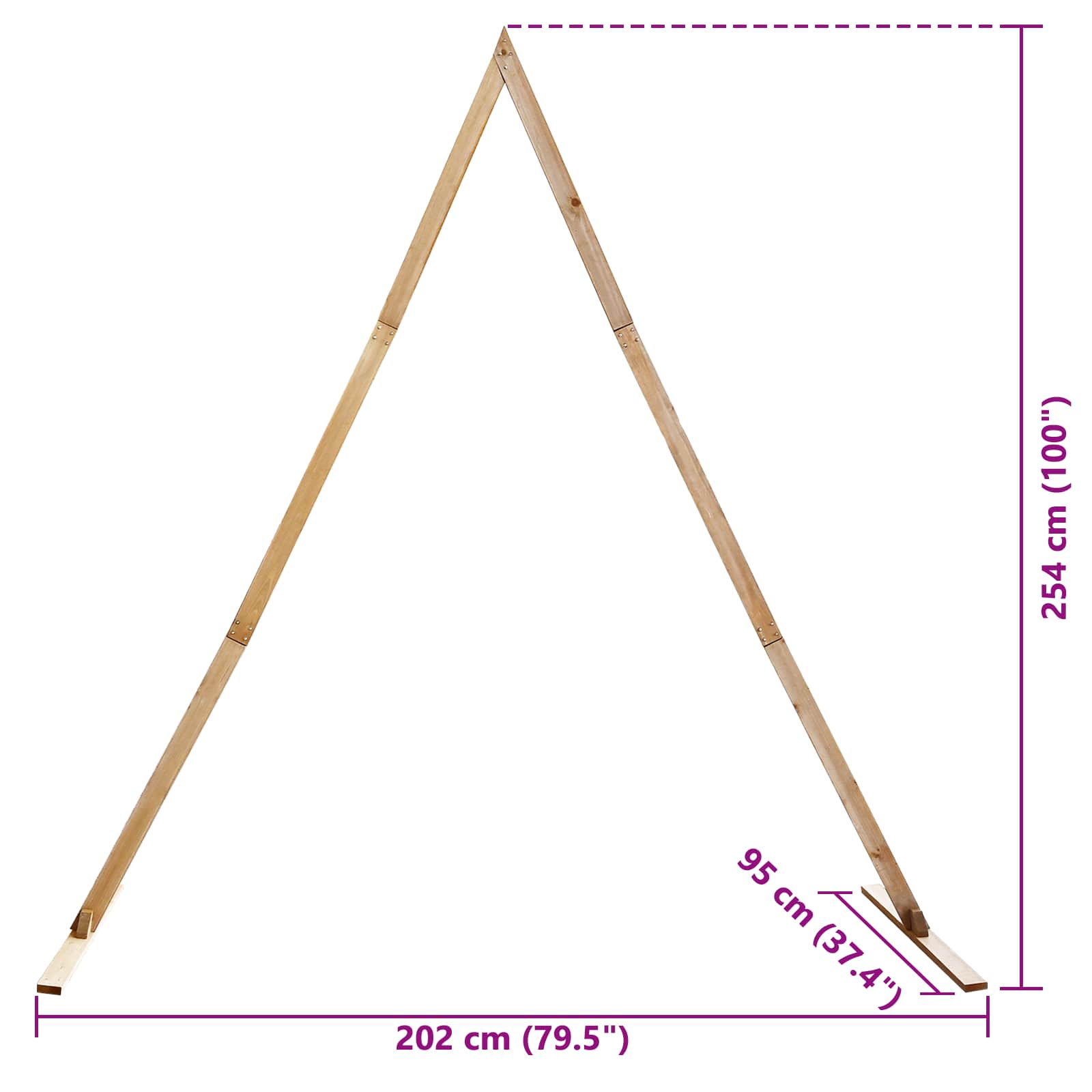 Сватбена арка Светло кафяво 202 x 95 x 254 см Солиден бор - VL42019396 - Thumbnail 9
