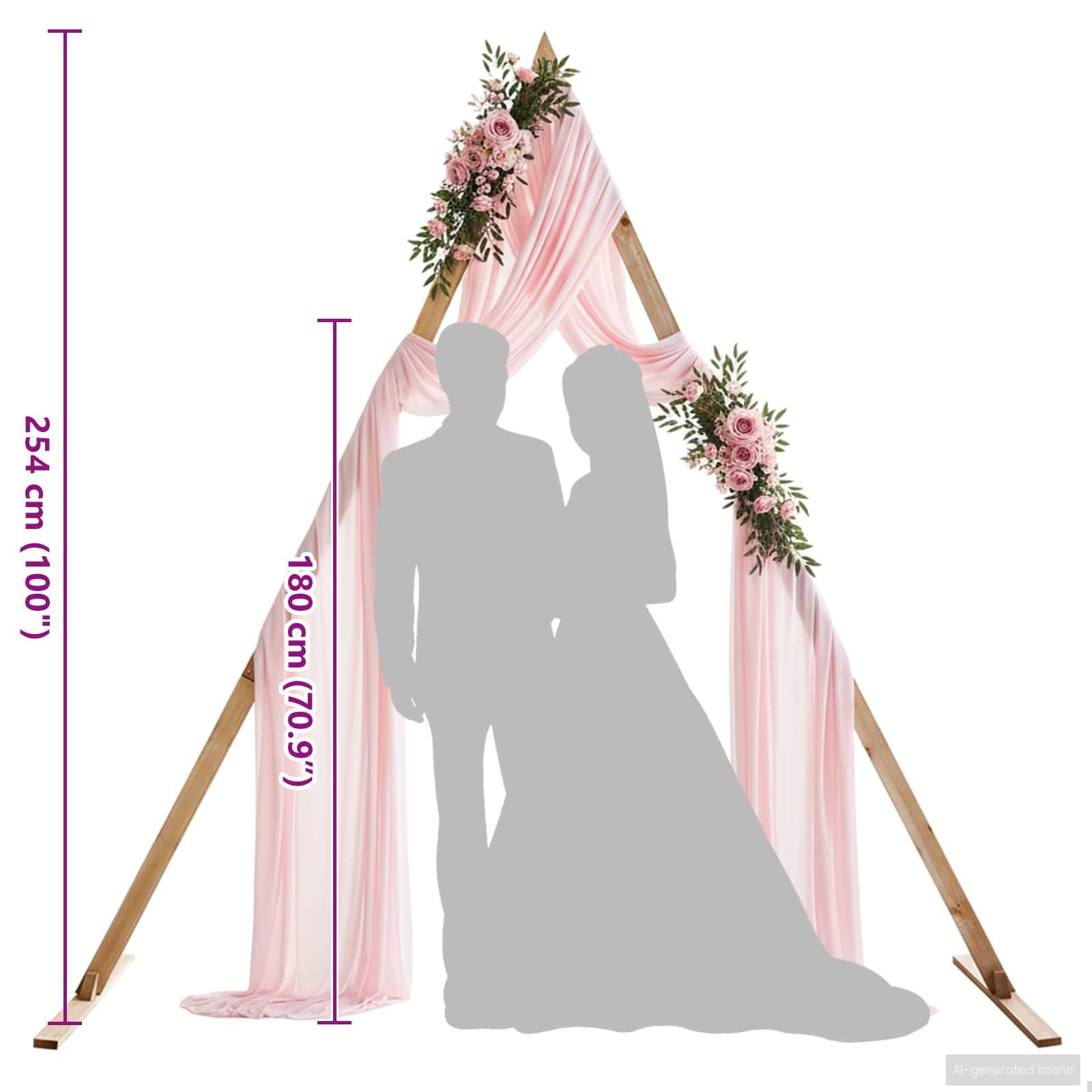 Сватбена арка Светло кафяво 202 x 95 x 254 см Солиден бор - VL42019396 - Thumbnail 10