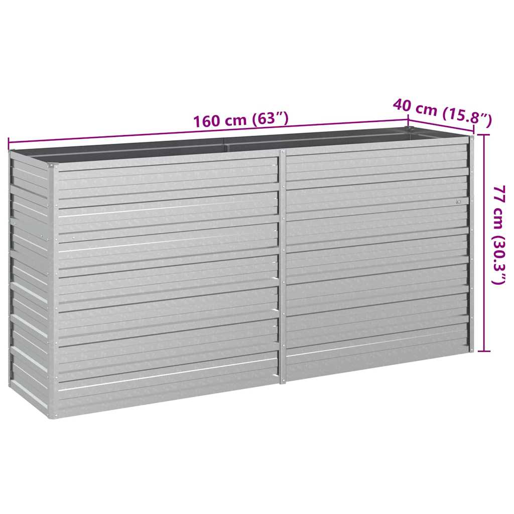 Повдигната градинска леха, 160x40x77 см, стомана, сребриста - VL316894 - Thumbnail 7