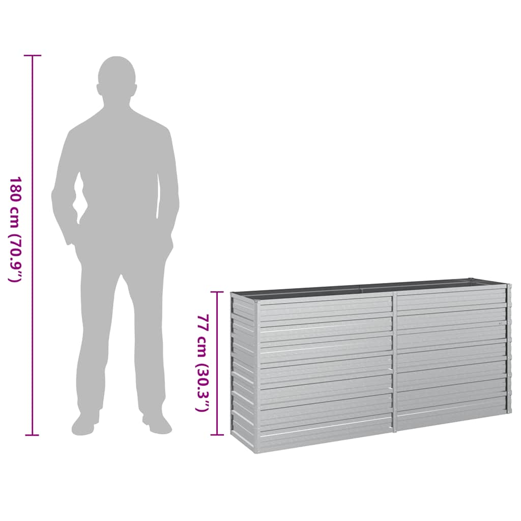 Повдигната градинска леха, 160x40x77 см, стомана, сребриста - VL316894 - Thumbnail 8