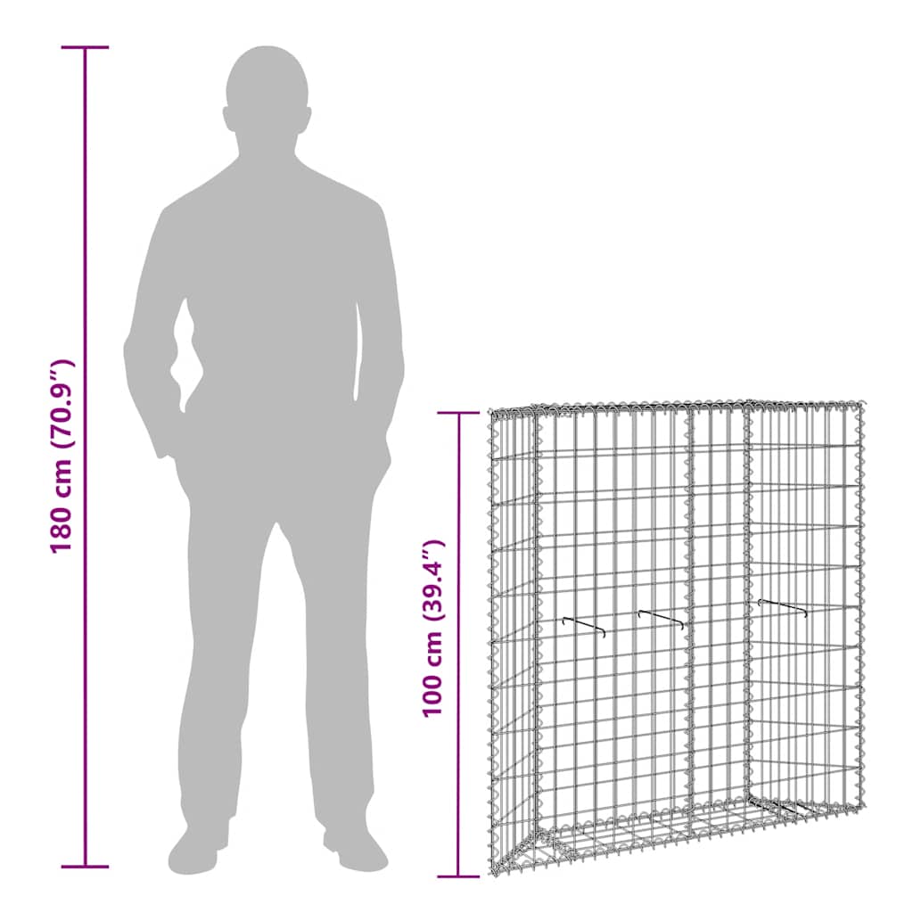 Габион повдигната леха трапец поцинкована стомана 100x20x100 см - VL145653 - Thumbnail 11