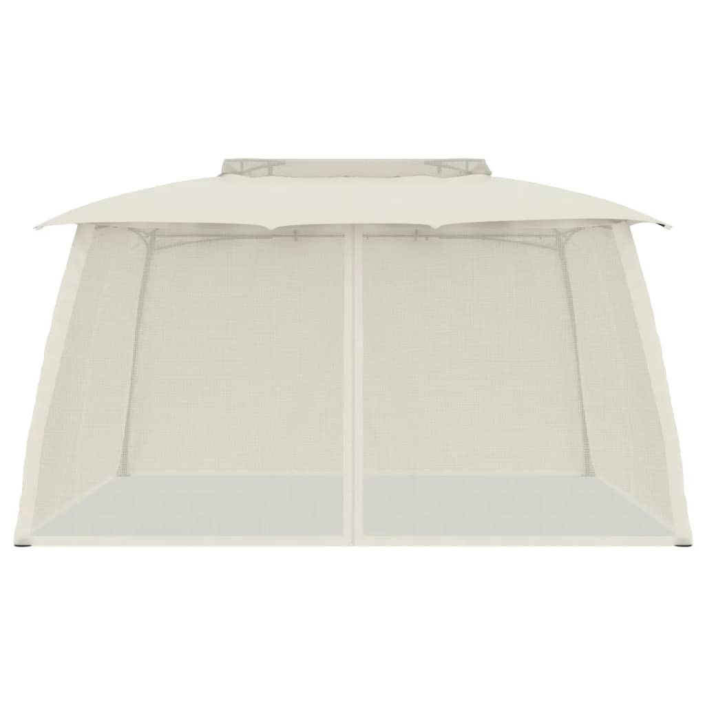 Шатра двоен покрив и мрежести стени кремав 3,93x2,93 м стомана - VL368451 - Thumbnail 3