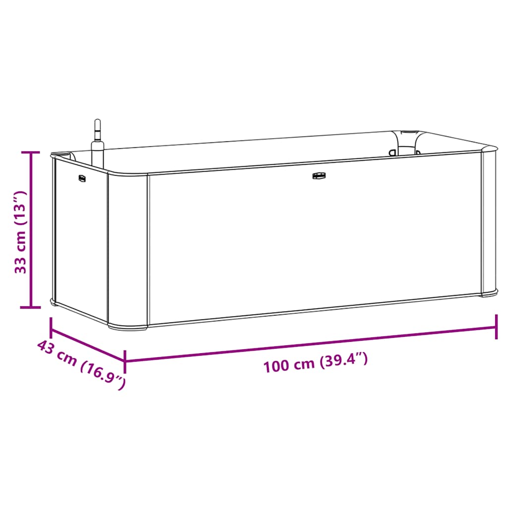 Градинска повдигната леха, самополивна, антрацит, 100x43x33 см - VL313961 - Thumbnail 8