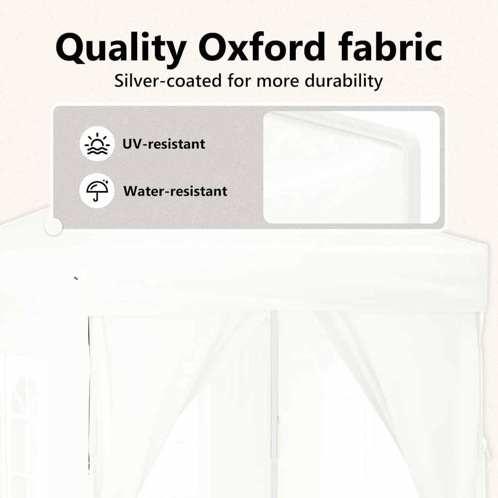 Сгъваема парти палатка със странични стени, бяла, 2x2 м - VL93503 - Thumbnail 11