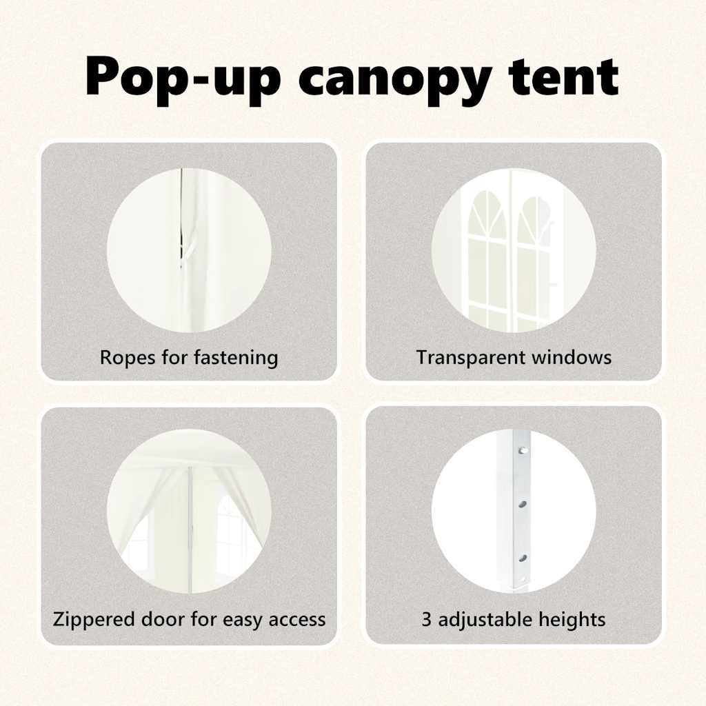 Сгъваема парти палатка със странични стени, бяла, 2x2 м - VL93503 - Thumbnail 13