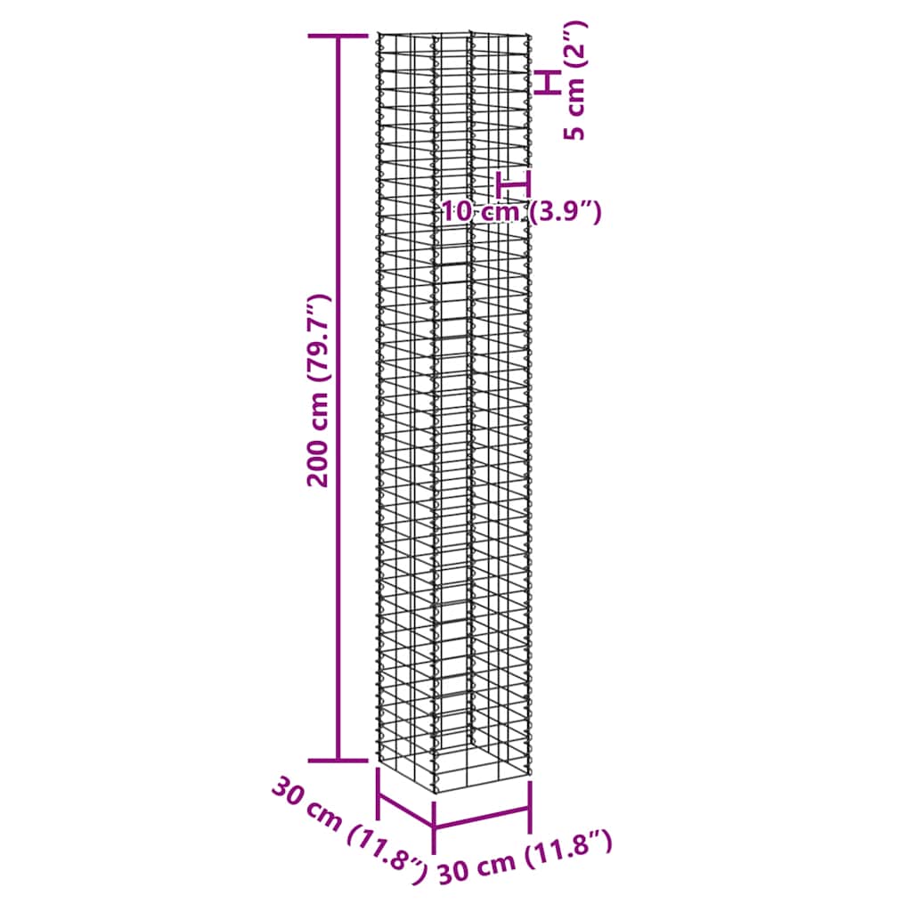 Габиони повдигнати лехи, 3 бр, 30x30x200 см, желязо - VL151251 - Image 9
