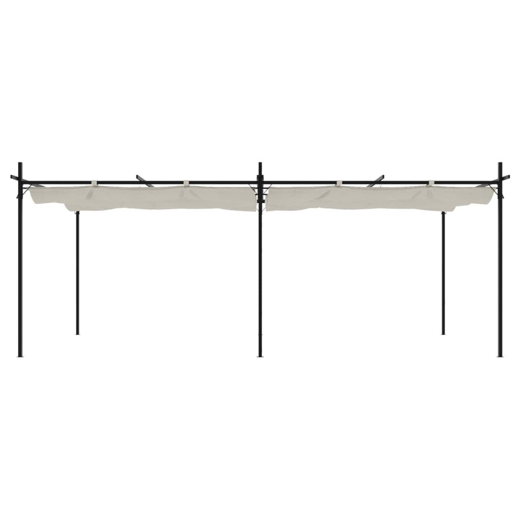 Пергола с прибиращ се покрив кремава 589x292x230 см - VL360120 - Thumbnail 3