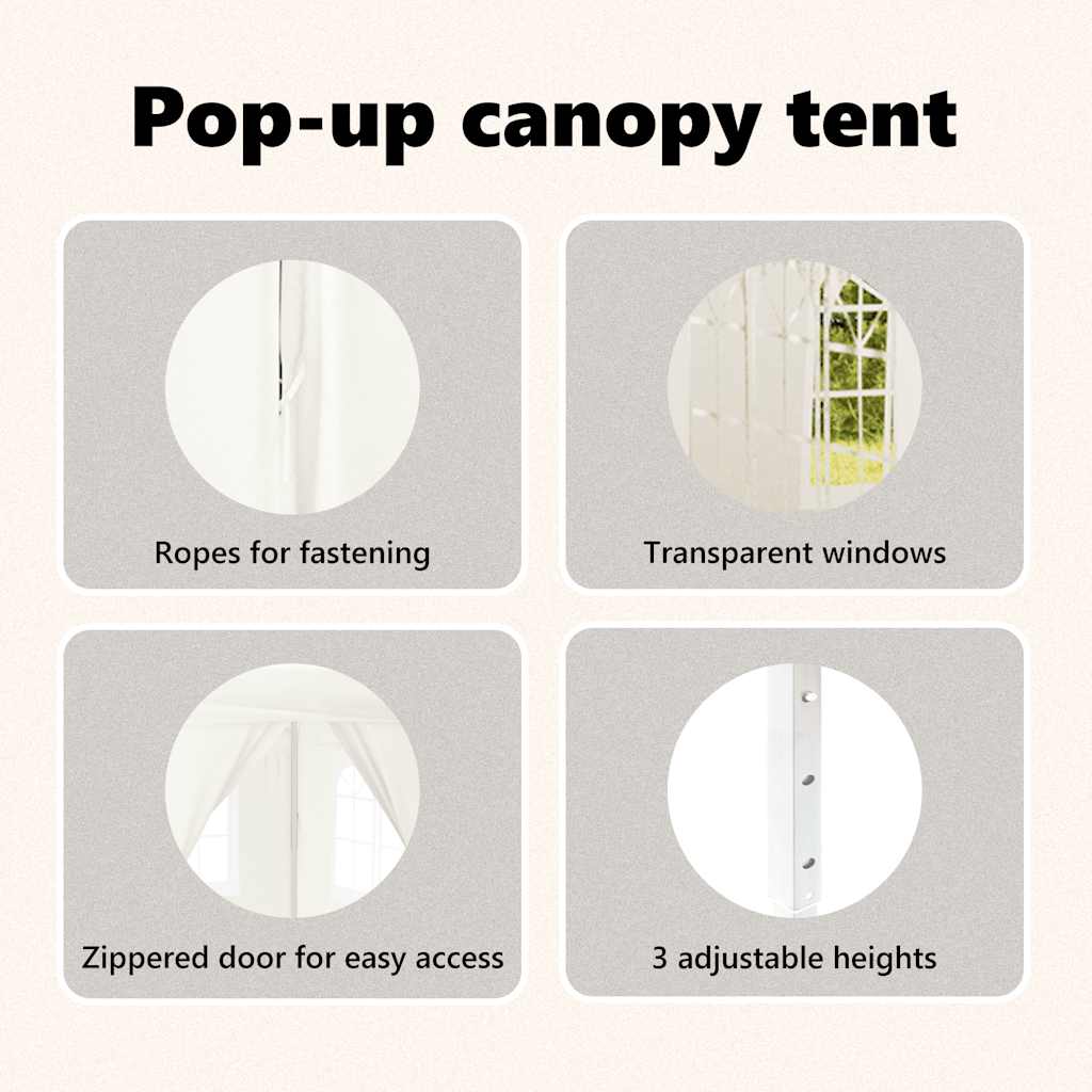 Сгъваема парти палатка със странични стени, бяла, 3x3 м - VL93524 - Thumbnail 13