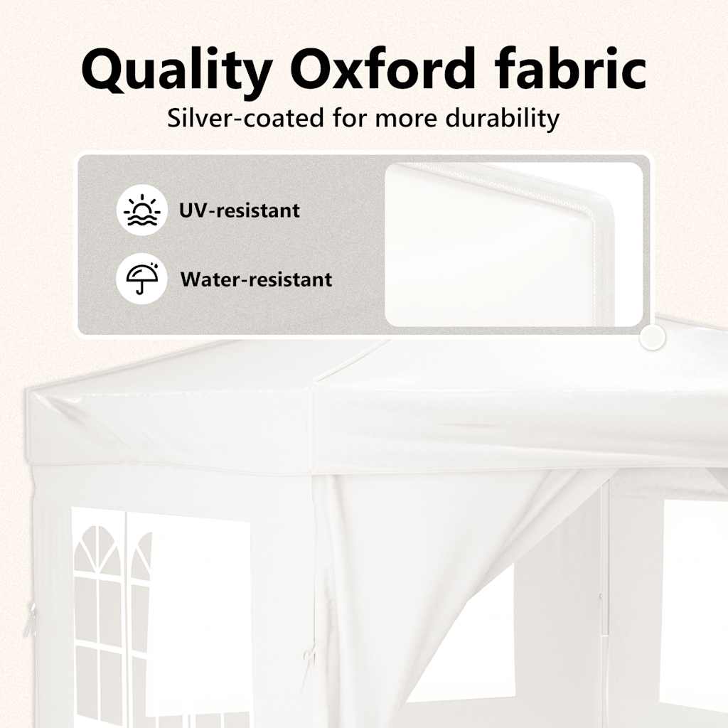 Сгъваема парти палатка със странични стени, бяла, 3x3 м - VL93524 - Thumbnail 11