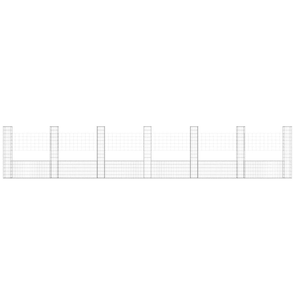 U-образна габионна кошница със 7 стълба, желязо, 740x20x150 см - VL151287 - Image 3