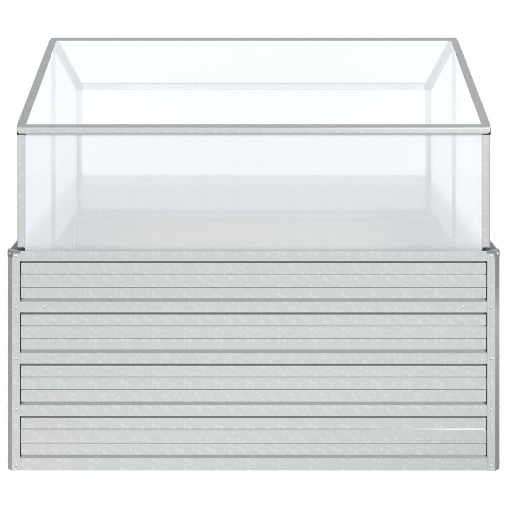 Повдигната градинска леха с оранжерия, 100x100x85 см, сребриста - VL316882 - Thumbnail 4