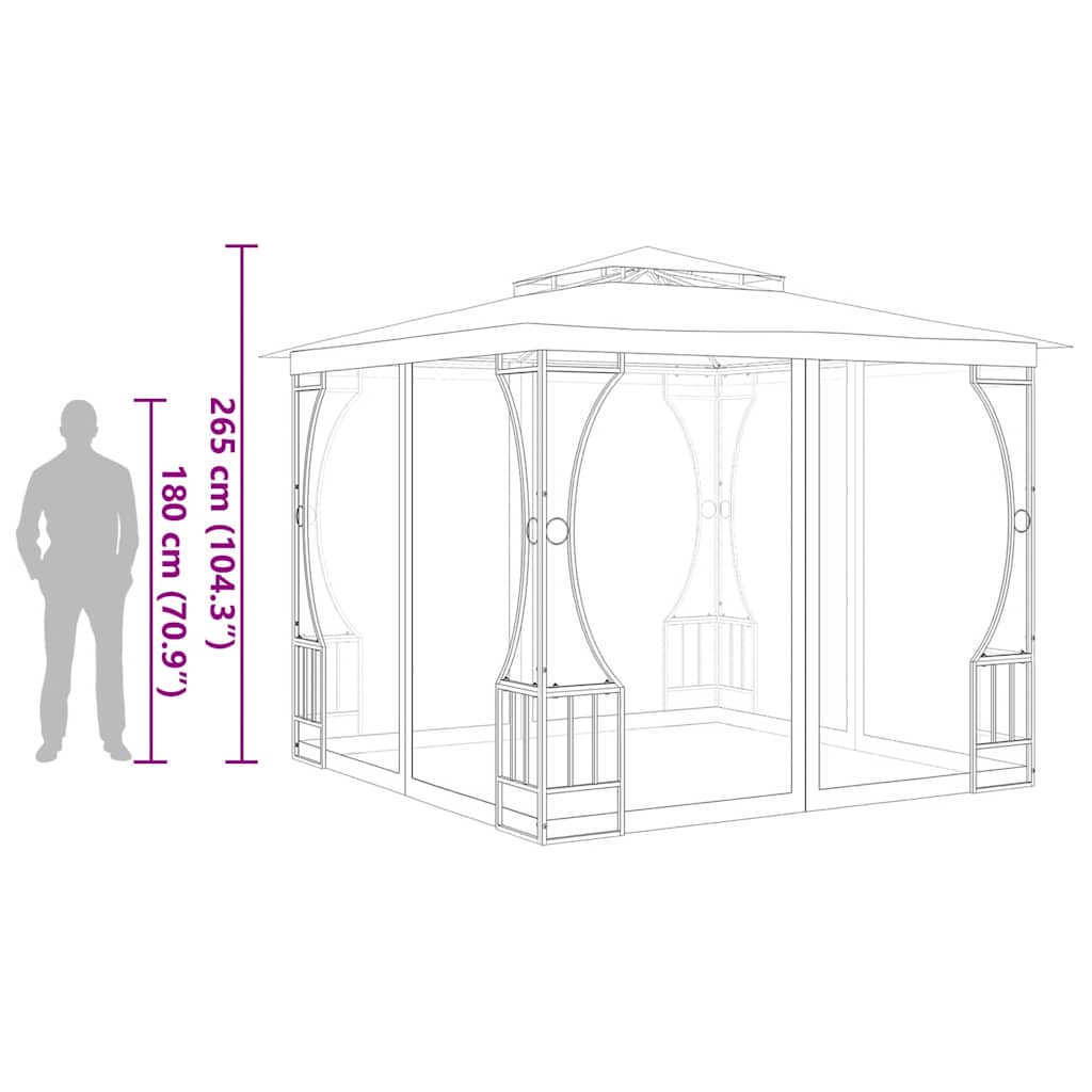 Градинска шатра с мрежи, 300x300x265 см, антрацит - VL48597 - Thumbnail 6