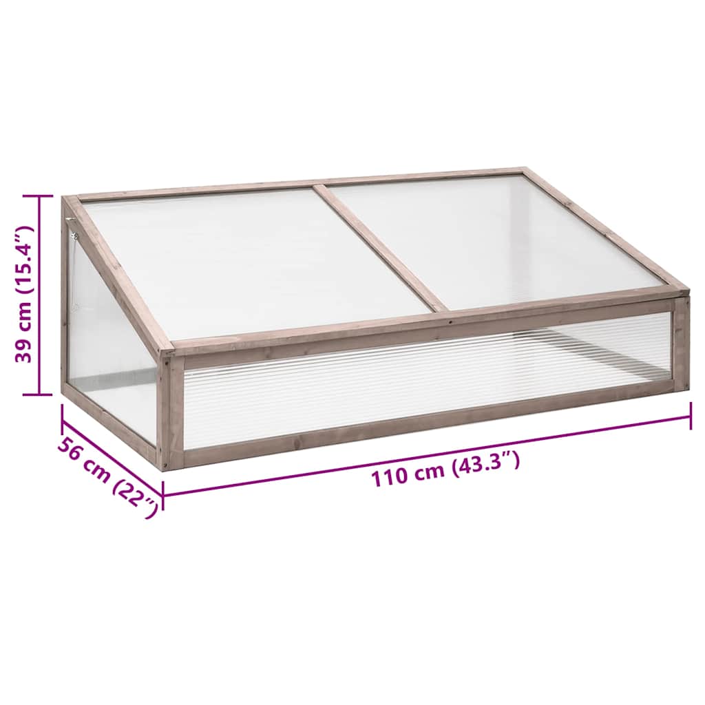 Оранжерия сива 110x56x39 см чамово дърво - Image 7