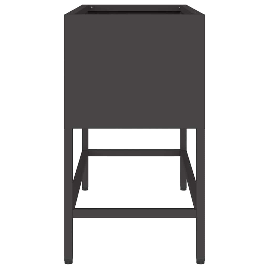 Повдигната градинска саксия Черно 60 x 26 x 45 см Стомана - VL865883 - Thumbnail 6