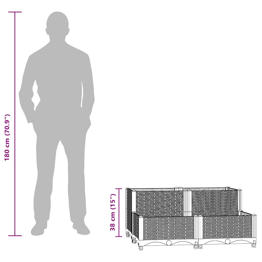 Повдигната леха, 80x80x38 см, полипропилен - VL316523 - Image 8