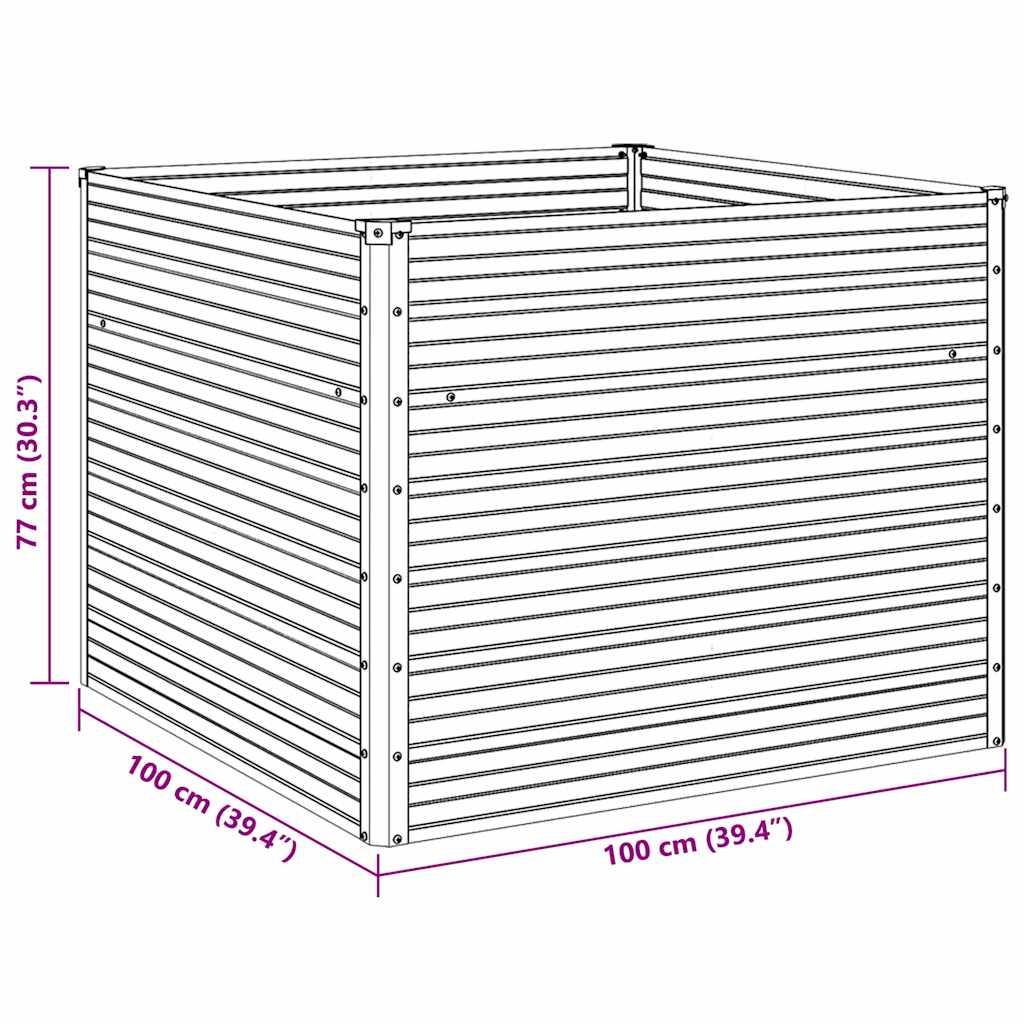 Повдигната леха, антрацит, 100x100x77 см, поцинкована стомана - VL45725 - Thumbnail 12