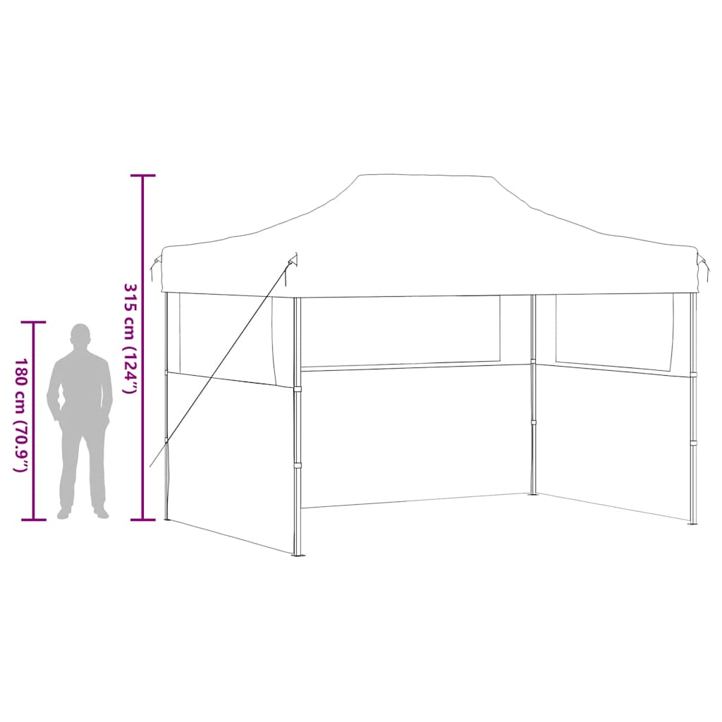 Сгъваема парти шатра с 3 странични стени 3х4 м стомана синя - VL48890 - Thumbnail 12
