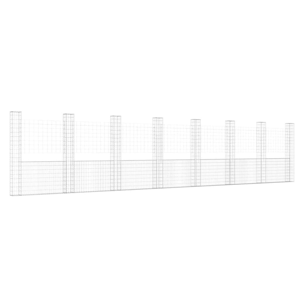 U-образна габионна кошница с 8 стълба, желязо, 860x20x200 см - VL151295 - Image 2