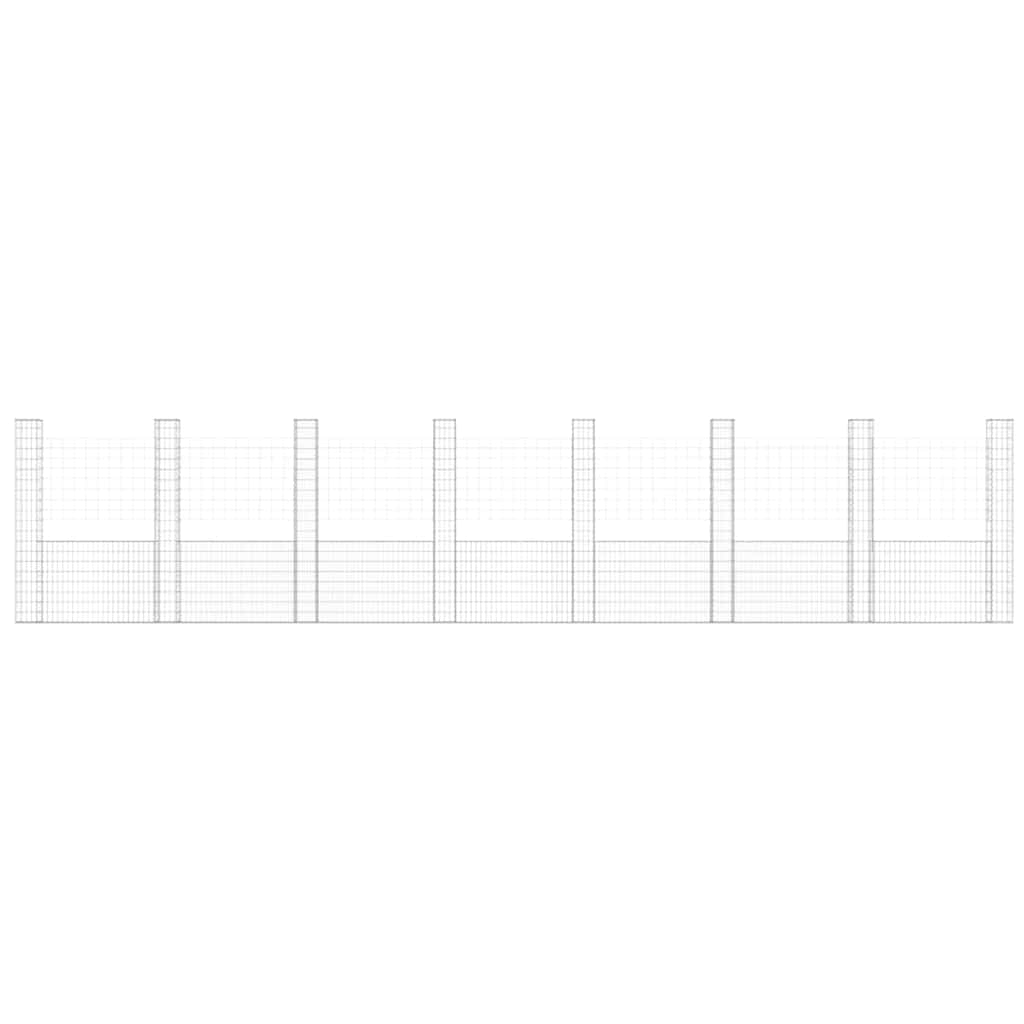 U-образна габионна кошница с 8 стълба, желязо, 860x20x200 см - VL151295 - Image 3