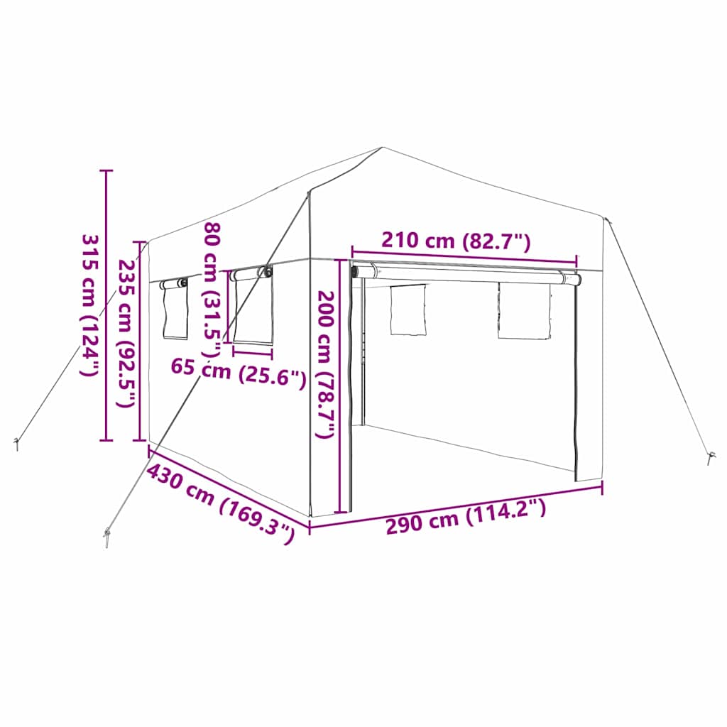Оранжерия с поп-ъп рамка Зелен 290 x 430 x 315 см Желязо - Thumbnail 11