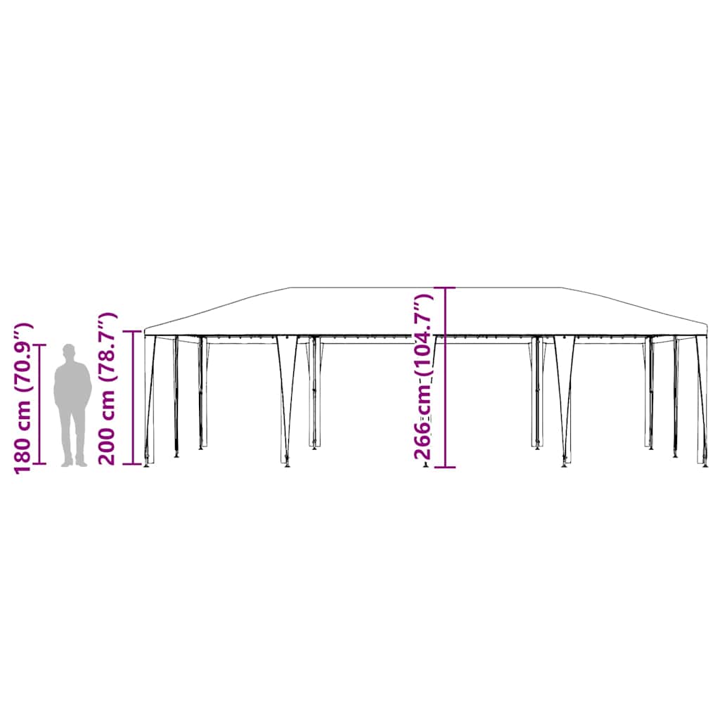 Парти шатър Зелен 800 x 400 x 266 см Полиетилен и стомана - VL42003440 - Thumbnail 12