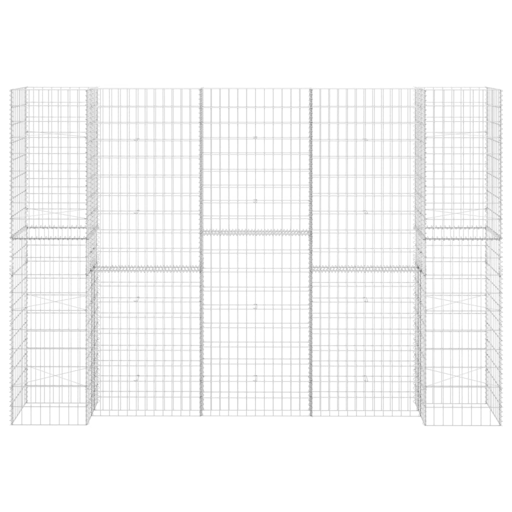 Габион плантер Н-образен, стоманена тел, 260x40x180 cм - VL145664 - Thumbnail 3