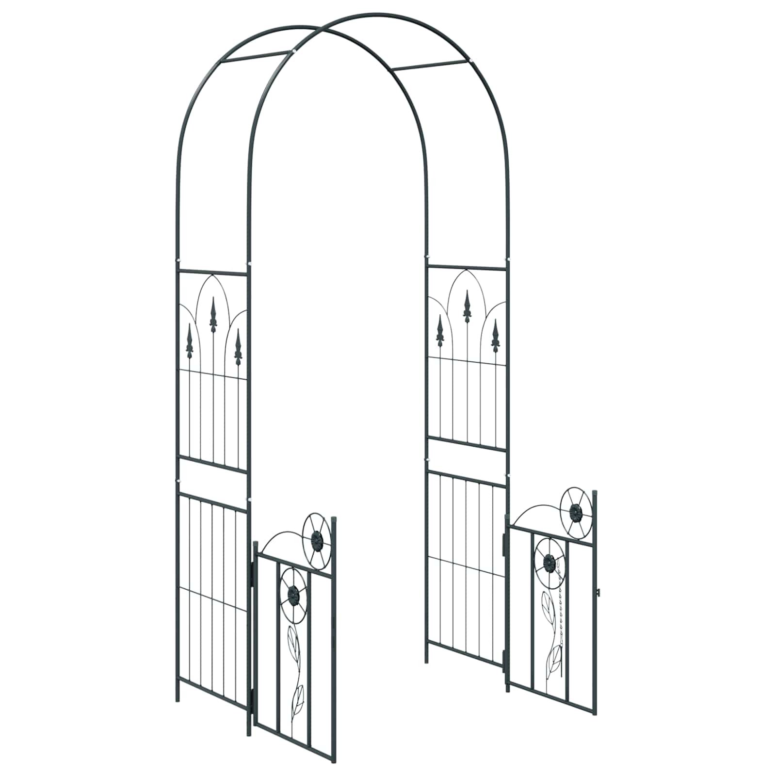 Градинска арка с заключване Черно 102 x 50 x 218 см - VL42021344 - Thumbnail 5