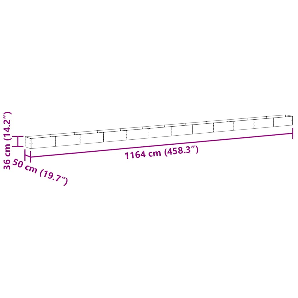 Градинска повдигната леха 1164 x 50 x 36 см - VL42017351 - Thumbnail 13