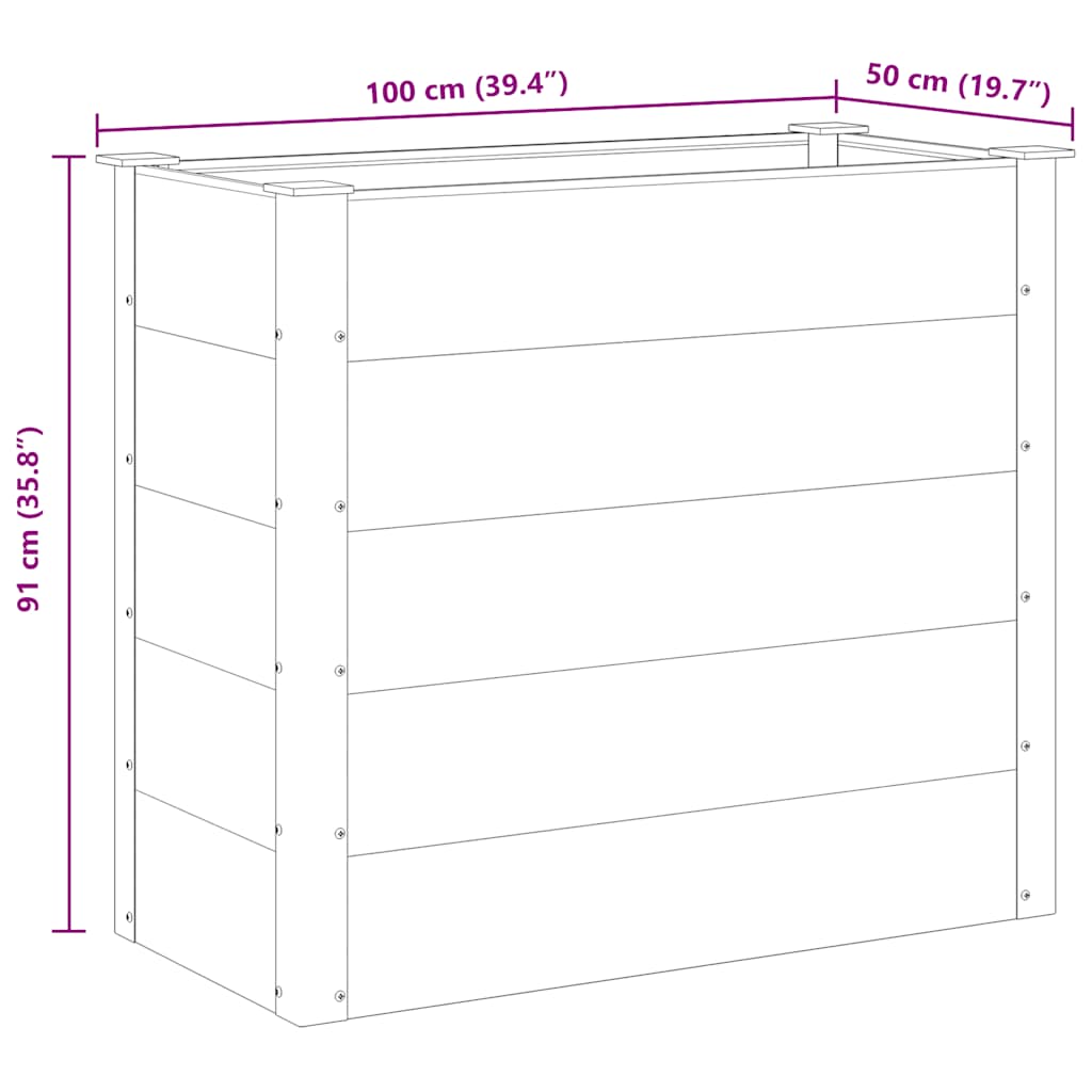 Градинска повдигната леха, WPC, 100x50x91 см, сива - VL43604 - Thumbnail 8