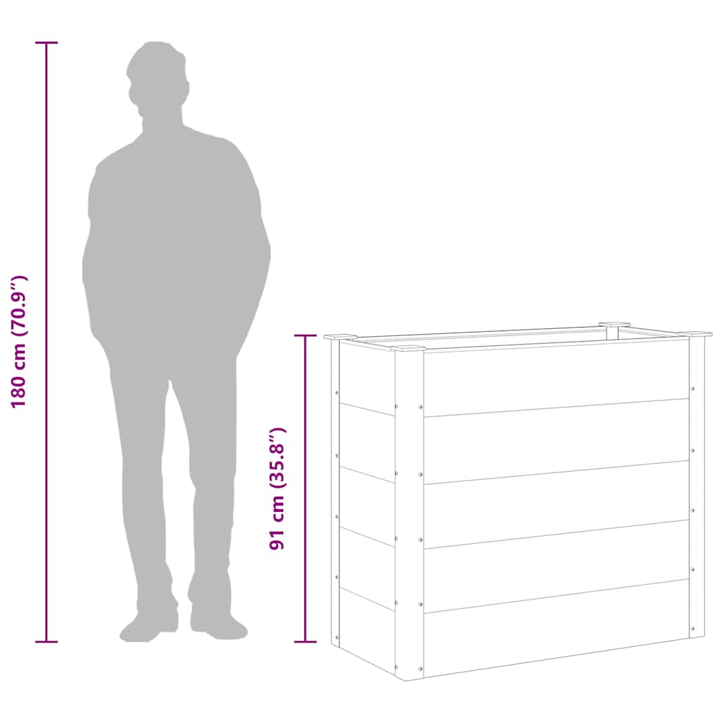 Градинска повдигната леха, WPC, 100x50x91 см, сива - VL43604 - Thumbnail 9