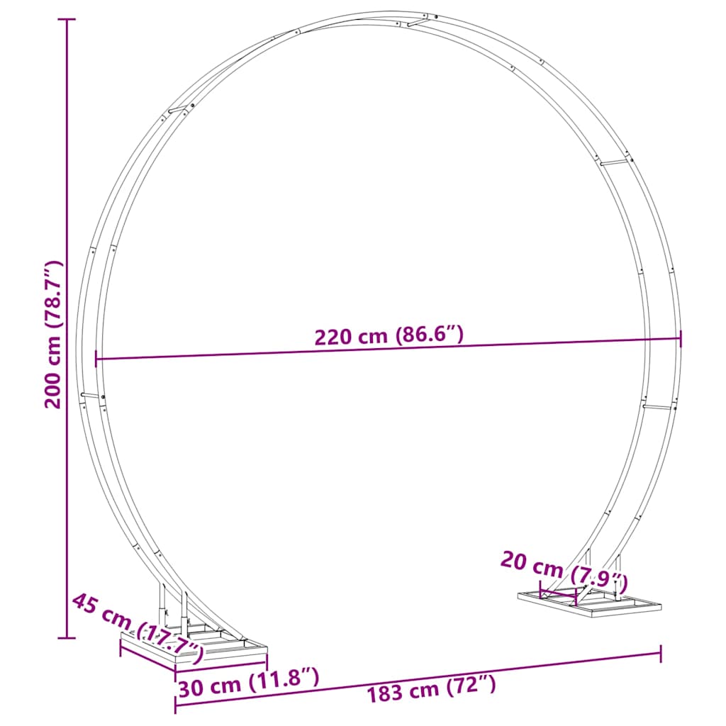 Сватбена арка Златист 220 x 45 x 200 см Стомана - VL42023032 - Thumbnail 9