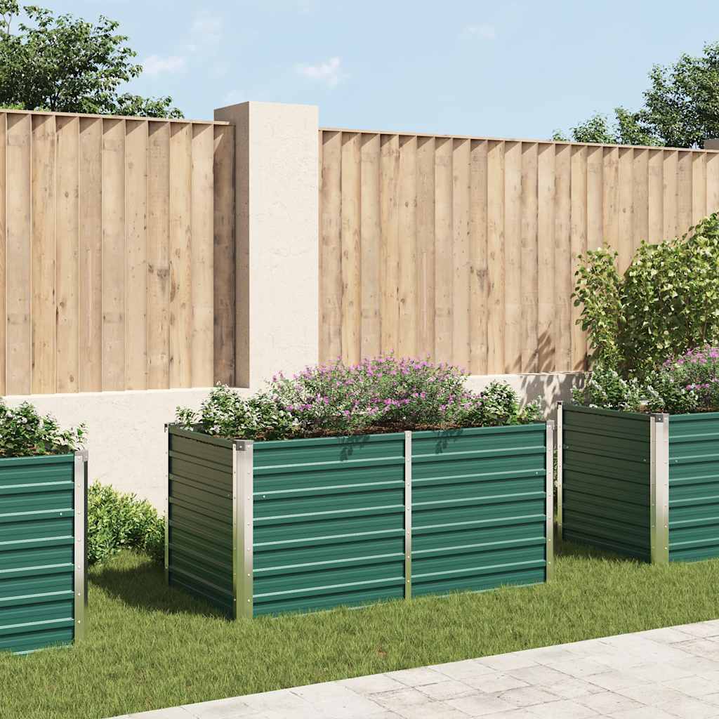 Повдигната леха, 160x80x77 см, поцинкована стомана, зелена - VL47010